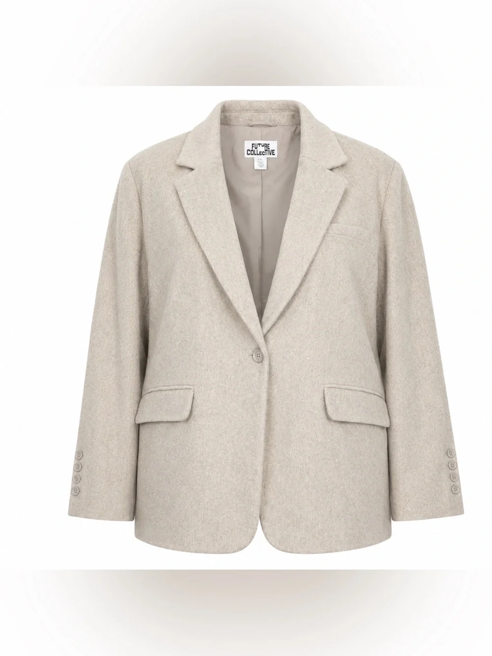 Future Collective NWT Beige Wool Blend Blazer Jacket XXL Heavy Warm Oversized